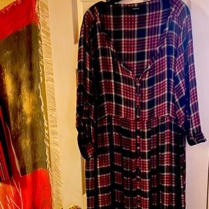 Torrid 4x Burgandy Plaid Dress